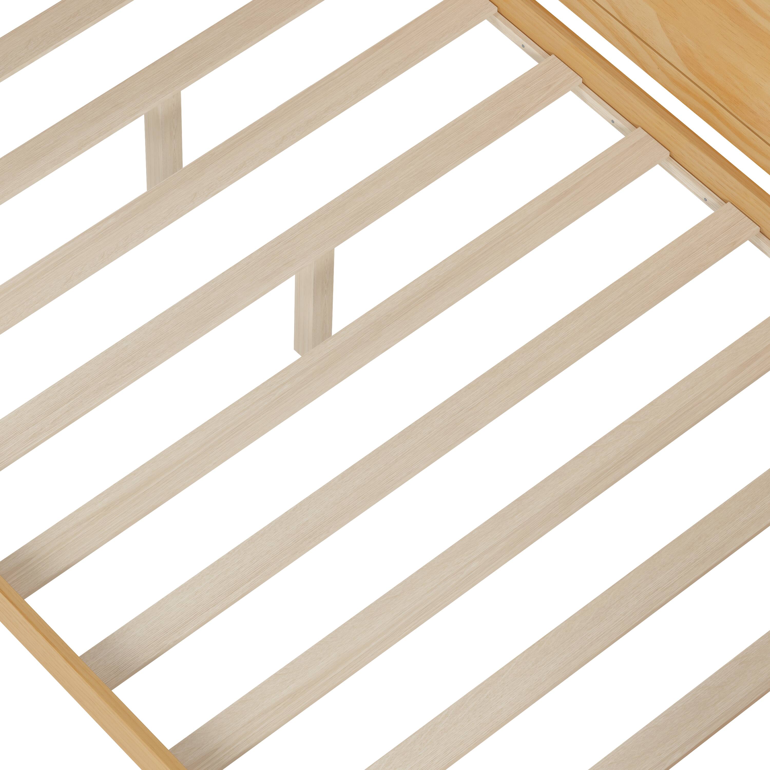 Alt View 6. Tiramisubest - Wooden Full Size Daybed with Storage Shelves, Multi-functional Bed with Two Storage Drawers and  Study Desk, Natural - Natural.