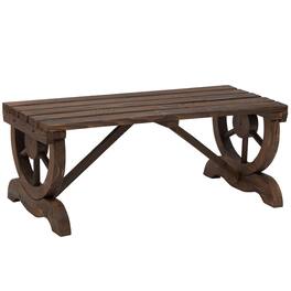 Hivvago - FarmHome Rustic Fir Wood Wheel Outdoor Garden Bench - Brown