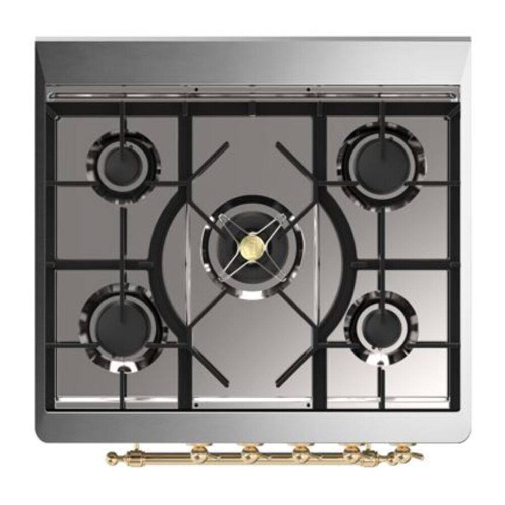 Alt View 5. ILVE - ILVE Majestic II Series  30 in. Dual Fuel Range with 5 Sealed Burners (Natural Gas, Brass Trim) - Antique White.
