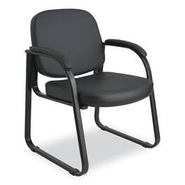 Alera - Genaro Series Faux Leather Half-Back Sled Base Guest Chair, 25" x 24.80" x 33.66", Seat, Back, Base - Black