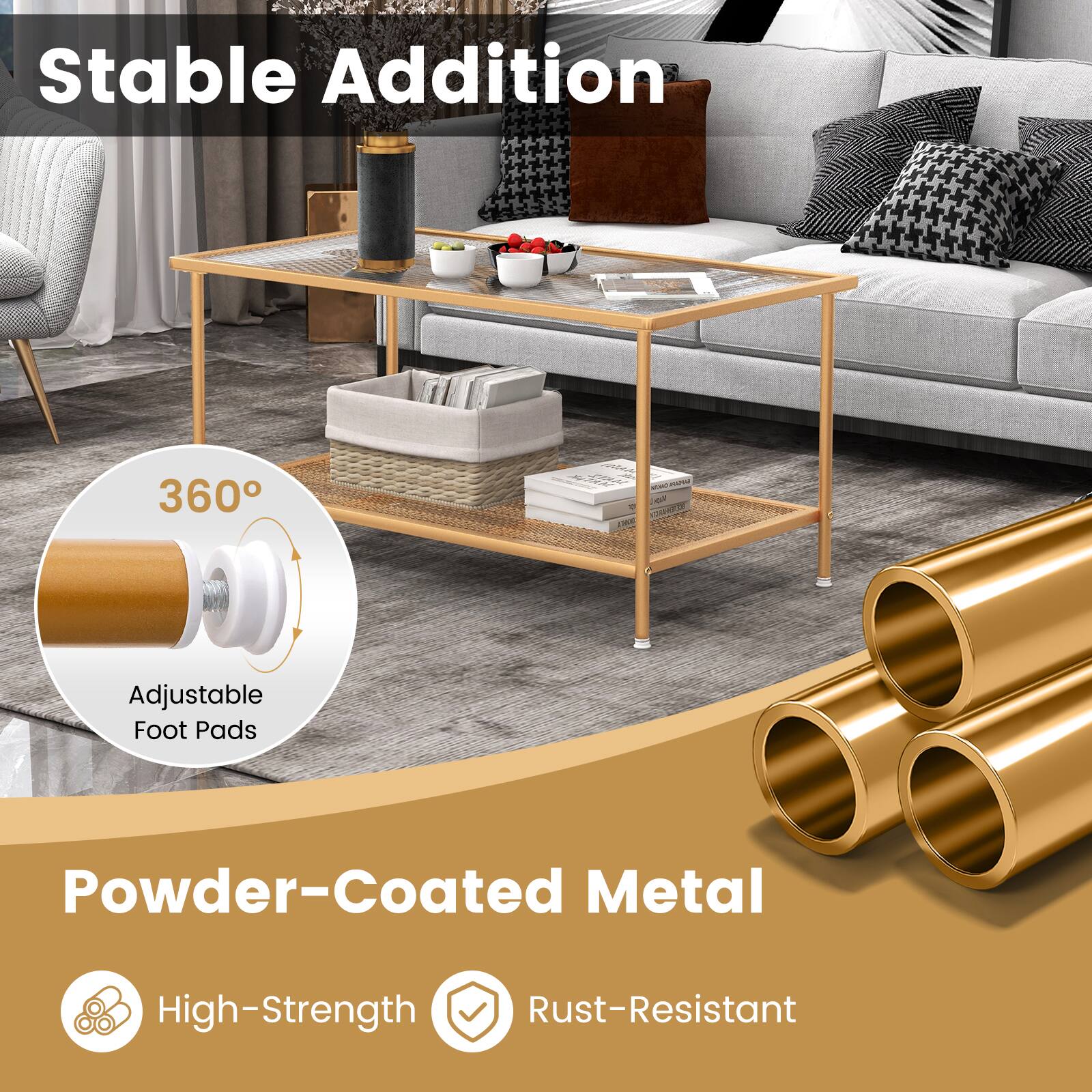 Stable Addition 360° Adjustable Foot Pads Powder-Coated Metal High-Strength Rust-Resistant