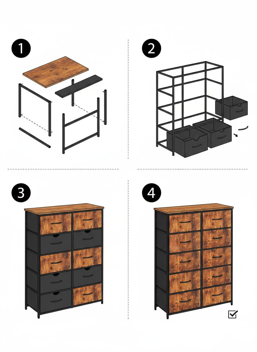 Alt View 2. AOITUN - Drawer Fabric Dresser for Bedroom, Chest of Drawer Organizer Storage Cabinet for Closet, Entryway, Rust Brown - Steel.