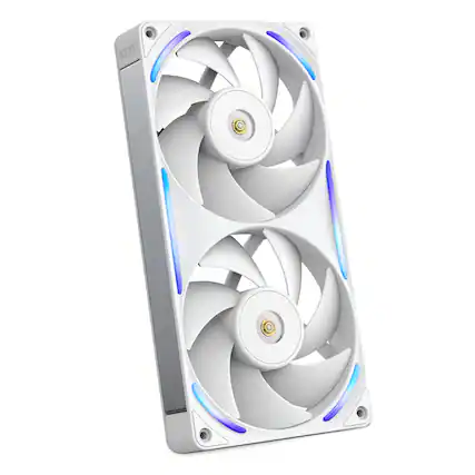 Front. NZXT - NZXT-F240X Performance Fan - 240mm Single-Frame Case Fan w/ 2 x 120mm PWM RGB Computer Case Fans with LCP Frame & Blades - White.