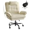 Front. Bestier - Home Office Desk Chair with Ergonomic Headrest & Velvet Upholstery - White.