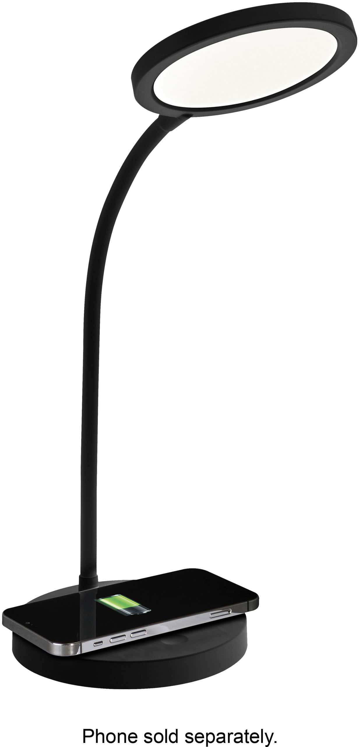 OttLite - Good Housekeeping Circular LED Desk Lamp w/Wireless Charging - Black - Front_Zoom