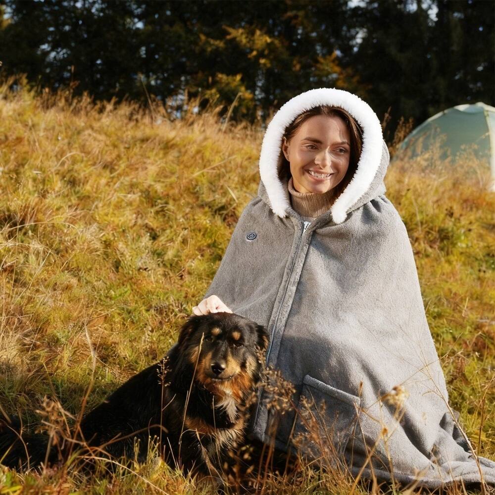 Alt View 6. Loheer - Loheer 8 zone heated blanket electric heating hoodie 59x31in - Grey.