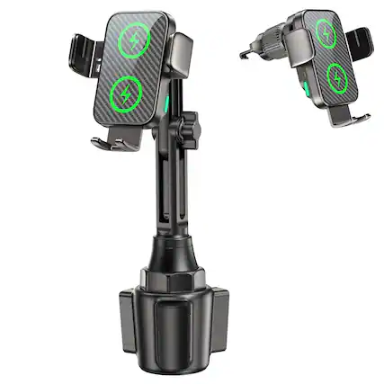 Front. COTTAGE - Dual Coil 15w Cup Phone Holder Mount Wireless Car Auto clamping Fast Charging Vent Holders For Your Flip S2... - Striped Black.