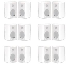 Acoustic Audio by Goldwood - A351W Indoor Outdoor 2 Way Speakers All Weather 6 Pair Pack AA351W-6Pr - White
