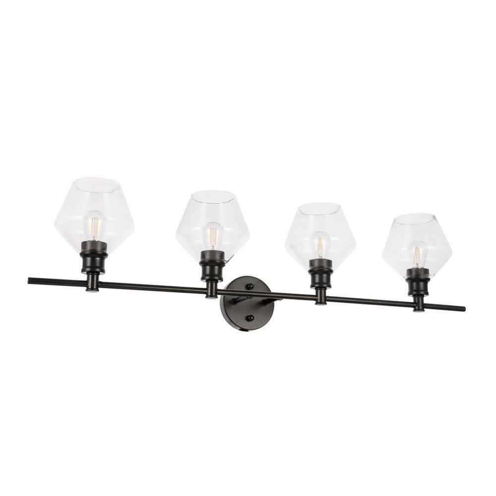 Alt View 7. Living District - Gene 4 light Black and Clear glass Wall sconce - Black And Clear Glass.