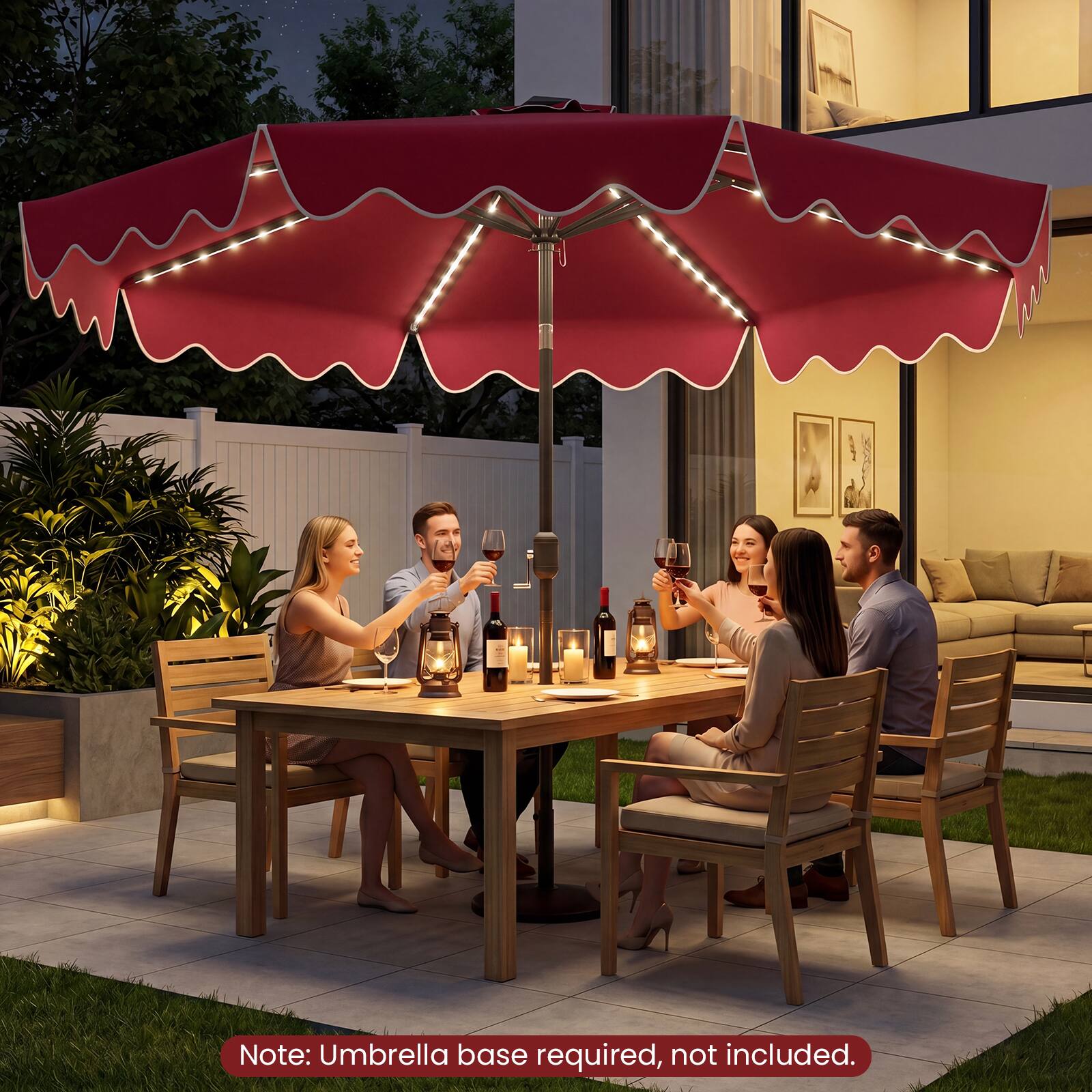 Note: Umbrella base required, not included.
