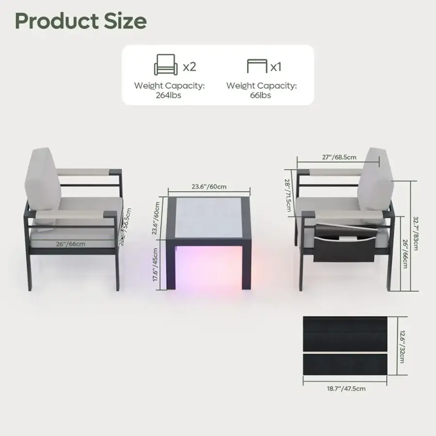 Product Size: x2 x1
Weight Capacity: 264lbs
Weight Capacity: 66lbs
26" / 66cm
22-2/56.5cm
23.6" / 60cm
23.6"
17.6" / 45cm
17
23.6" / 60cm
28" / 71.5cm
5cm
27" / 68.5cm
26' 6" / 66cm
32.7 / 83cm
12.6" / 32cm
18.7" / 47.5cm