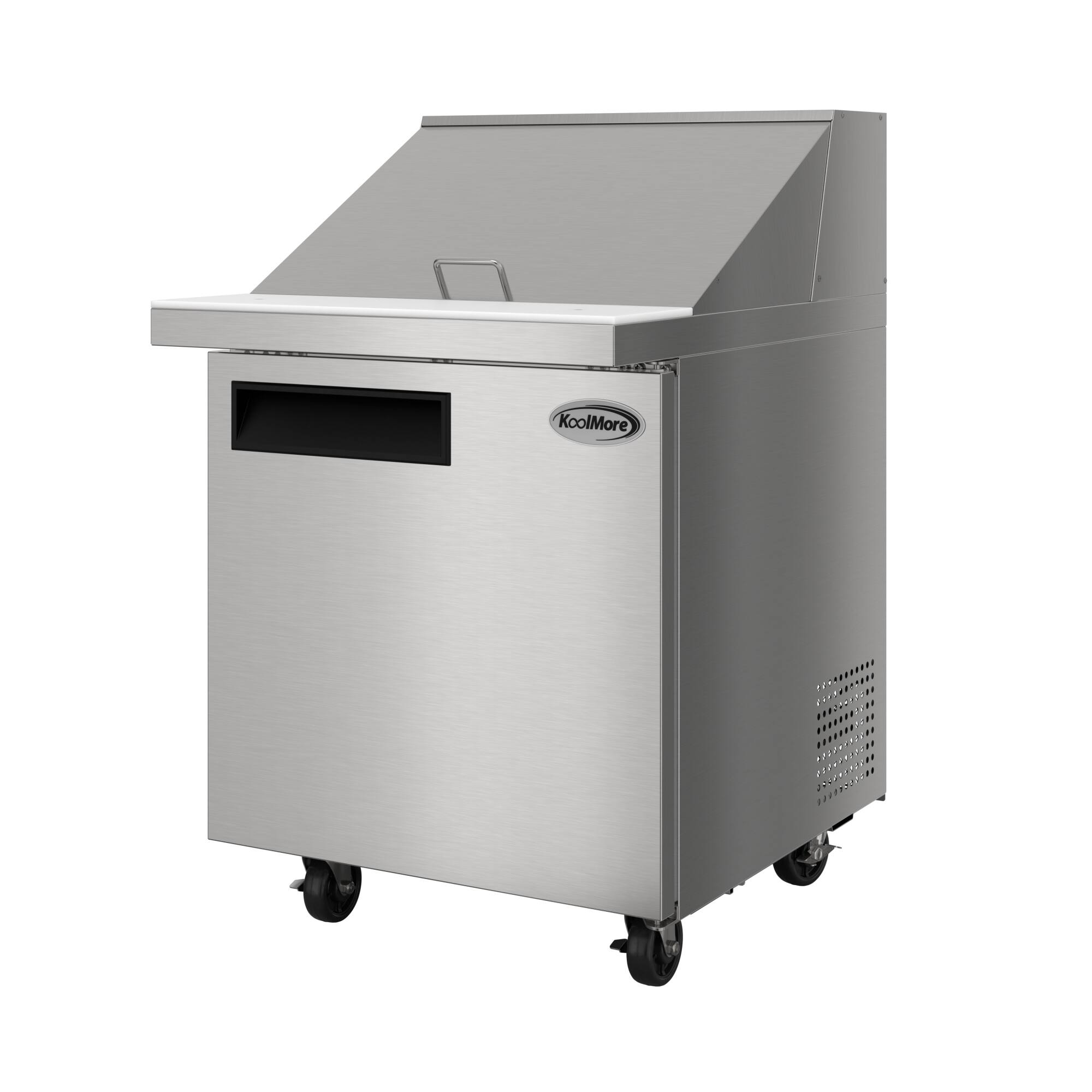 Alt View 5. Koolmore - 27 in. Commercial 1-Door Refrigerated Mega Salad and Sandwich Prep Table, 12 Pan Capacity and 7.1 Cu. Ft. of Storage - Stainless steel.