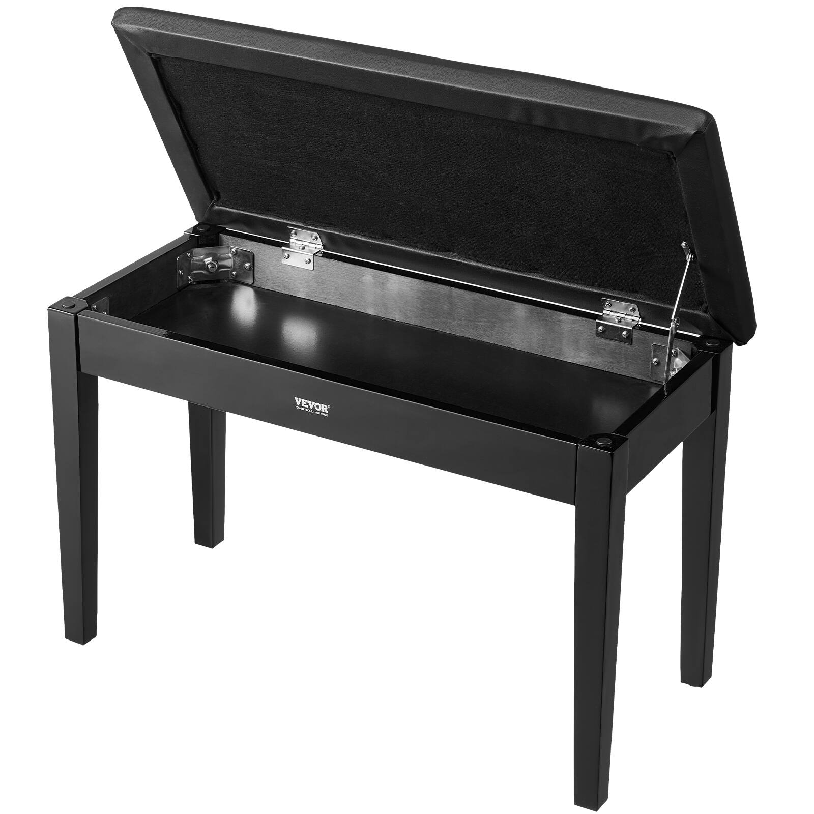 Alt View 5. VEVOR - Piano Bench, 29.5" x 14" x 19", Duet Keyboard Piano Chair with High-Density Padded Cushion, Storage Compartment - Black.
