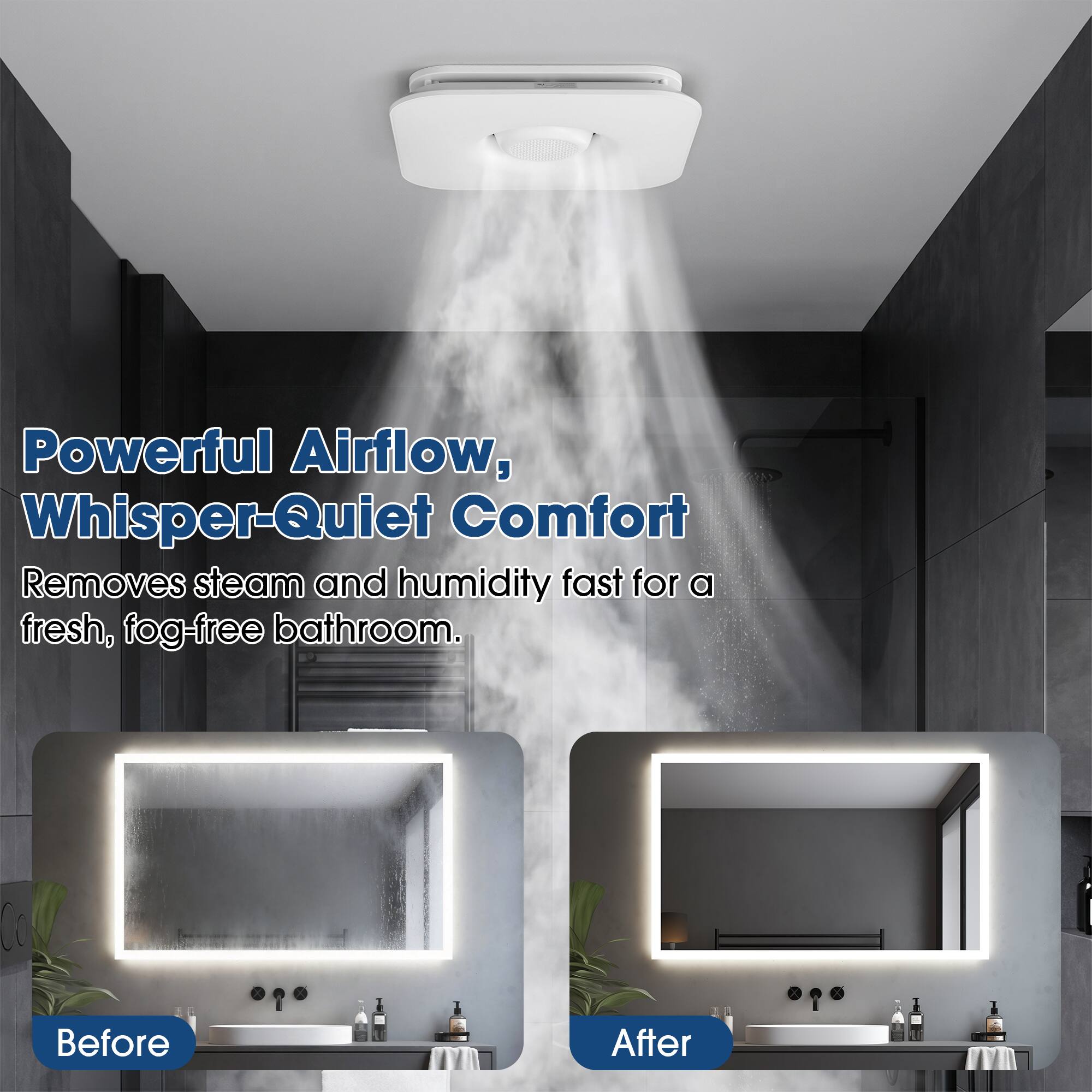 Vaczon Smart 12 in Bathroom Exhaust Fan with 110 CFM Dimmable 3CCT