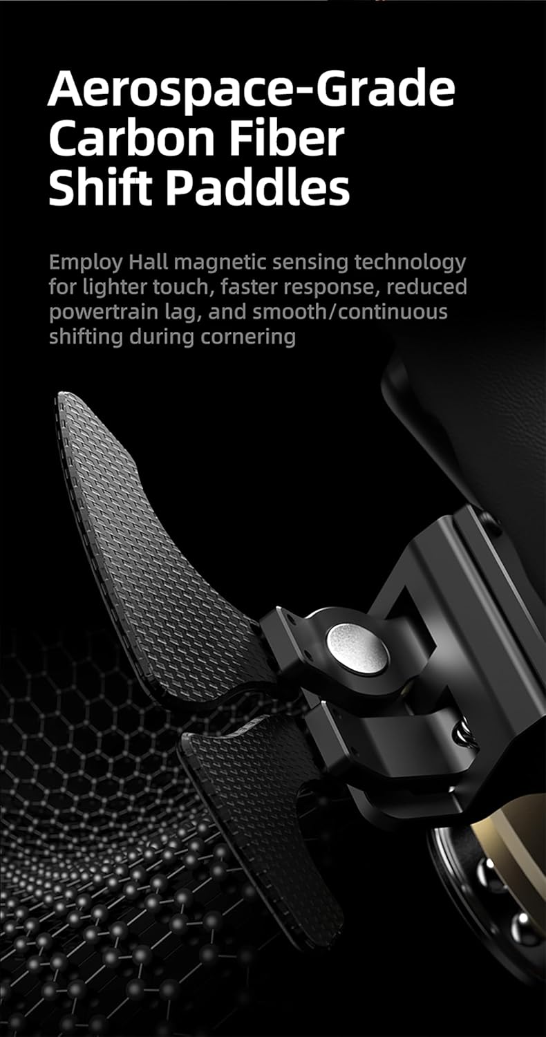 Aerospace-Grade Carbon Fiber Shift Paddles

Employ Hall magnetic sensing technology for lighter touch, faster response, reduced powertrain lag, and smooth/continuous shifting during cornering