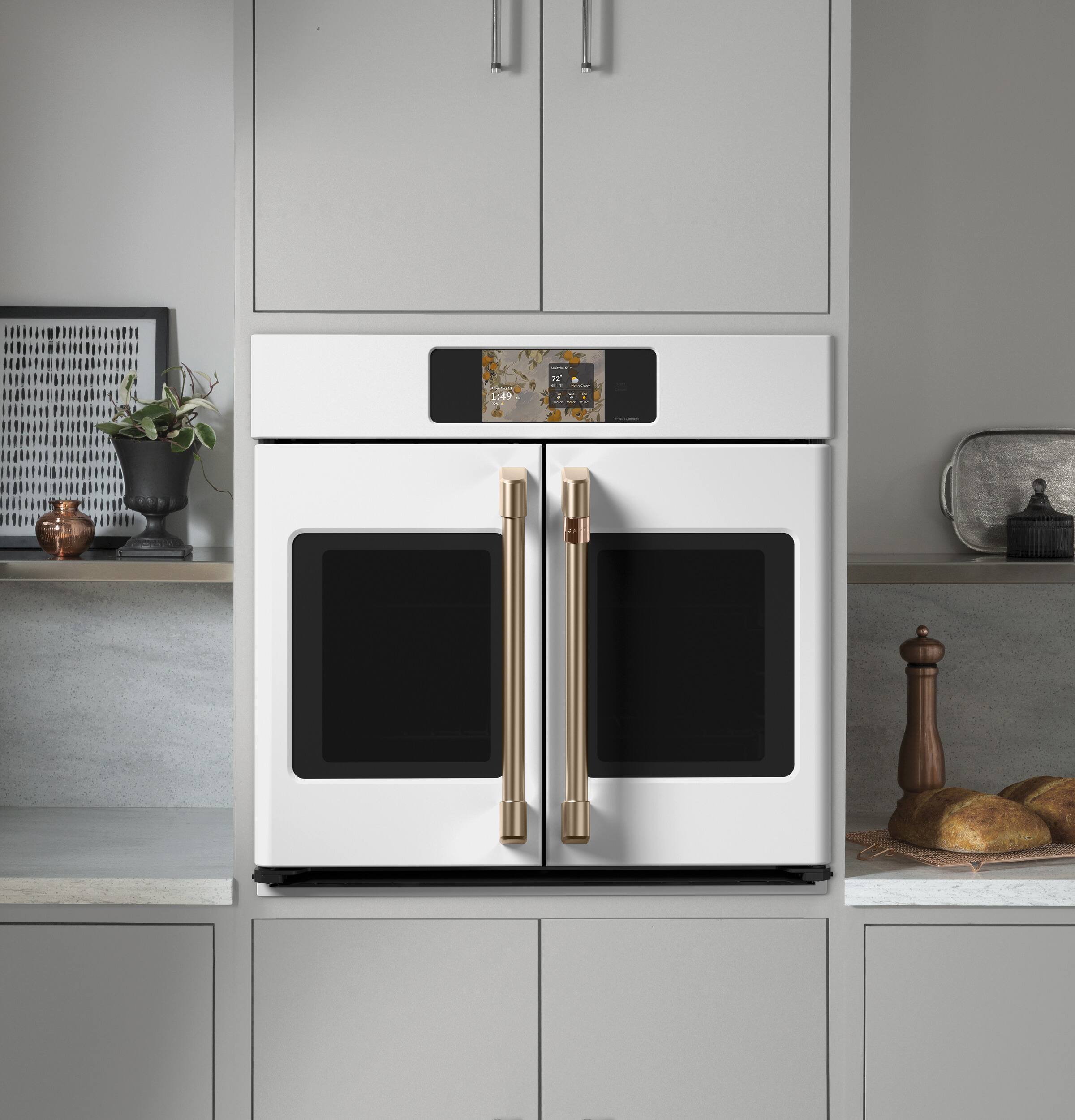 Alt View 12. Café - 30" Smart Built-In Single Electric Convection French-Door Wall Oven with Air Fry and Precision Cooking Modes - Matte White.