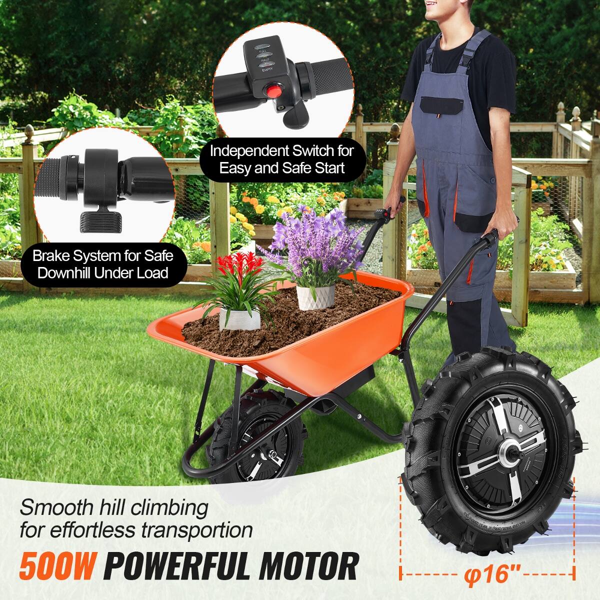 ML DAPIT

Independent Switch for Easy and Safe Start

Brake System for Safe Downhill Under Load

Smooth hill climbing for effortless transportation

500W POWERFUL MOTOR

20210 16"