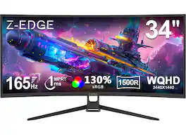 Z Z-Edge - 34" 21:9 UWQHD 3440x1440 165Hz 1ms Curved Gaming Monitor, FreeSync, HDMI x2, DP x2, PBP & PIP Mode - Black