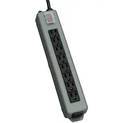 Front. Tripp Lite - Tripp Lite by Eaton Waber Industrial Power Strip 9-Outlet 15 ft. (4.57 m) Cord Accommodates 1 Transformer - NEMA 5-15P - Blue Gray,Black.