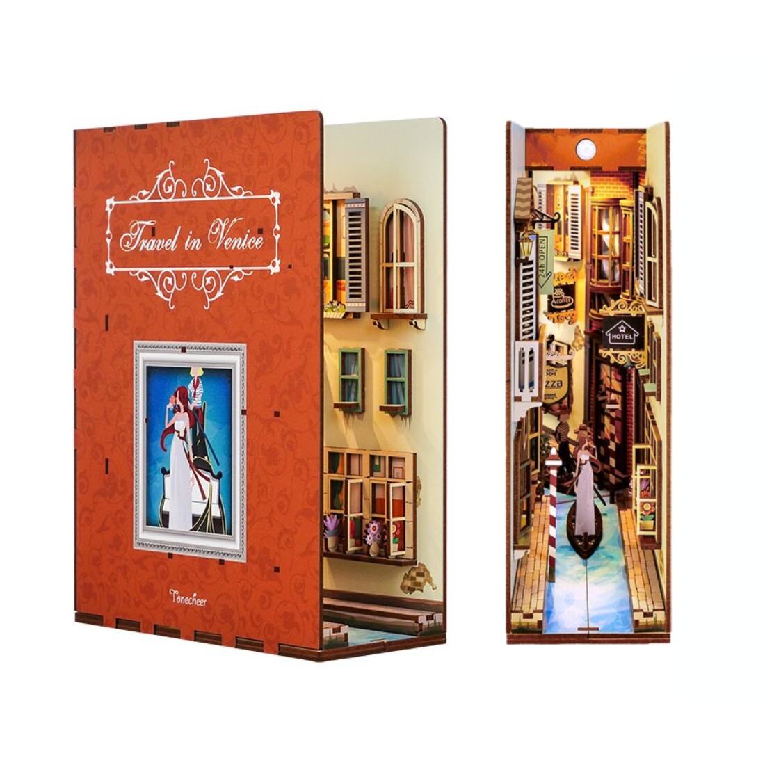 Left. 3D Puzzle - DIY 3D Book Nook Kit Travel in Venice 127pcs.