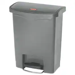 RubberMaid - Slim Jim Streamline Resin Step-On Container, Front Step Style, 8 gal, Polyethylene, Gray