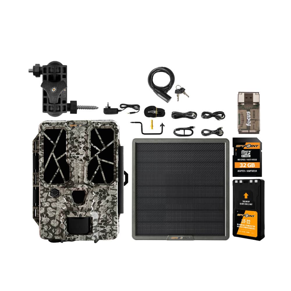 Spypoint - FORCE-PRO 30 mp Trail Camera with Lithium Battery Solar Panel Bundle