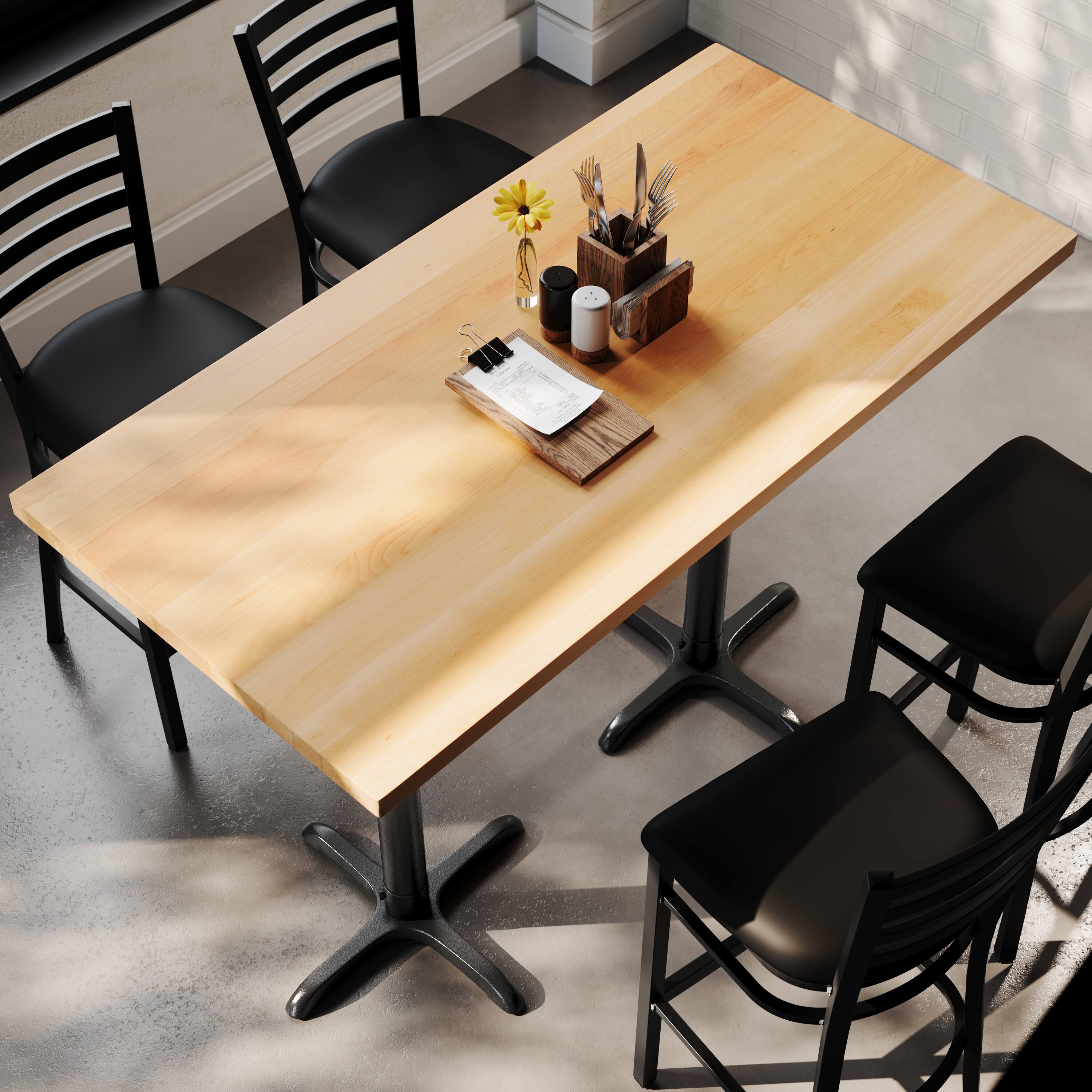 Alt View 3. Flash Furniture - Bennett 30" x 60" Solid Wood Commercial Indoor Tabletop in Natural with 22" x 22" Bar Height Rust-Resistant Black Cast I - Natural.