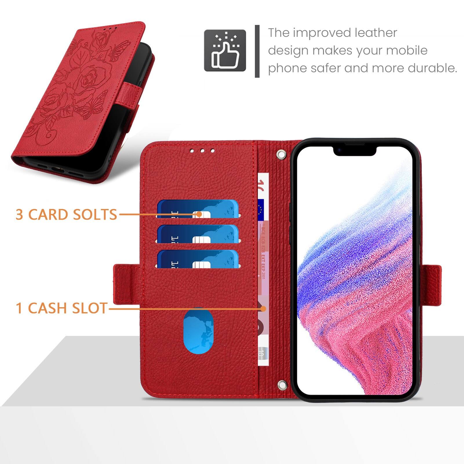 The improved leather design makes your mobile phone safer and more durable.  
3 CARD SLOTS  
1 CASH SLOT