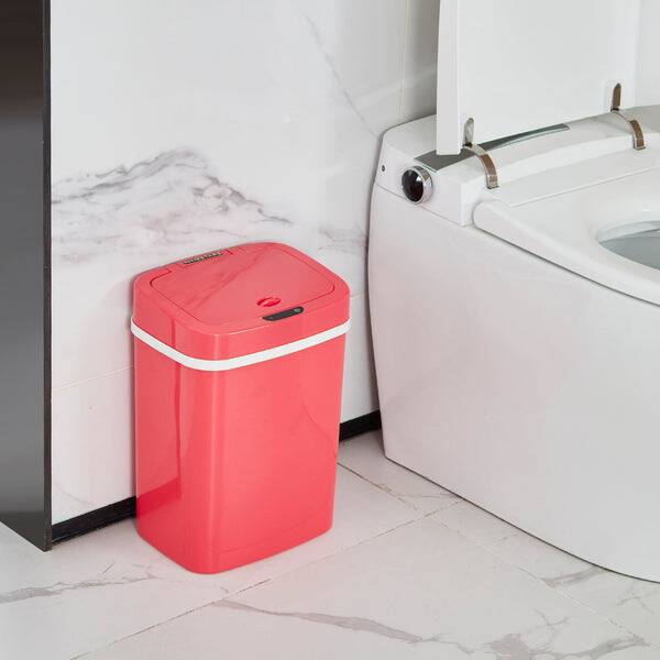 Back. Nine Stars - Rectangular Motion Sensor Trash Can 3.2 Gallon ABS.