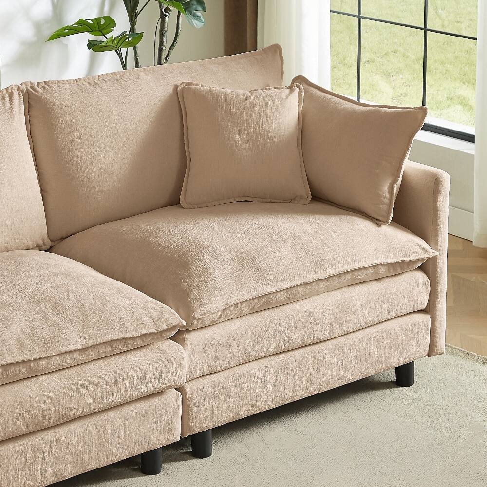Alt View 2. Loheer - Loheer Modular Sectional Sofa 110 Inch L Shaped Cloud Couch - Coffee.