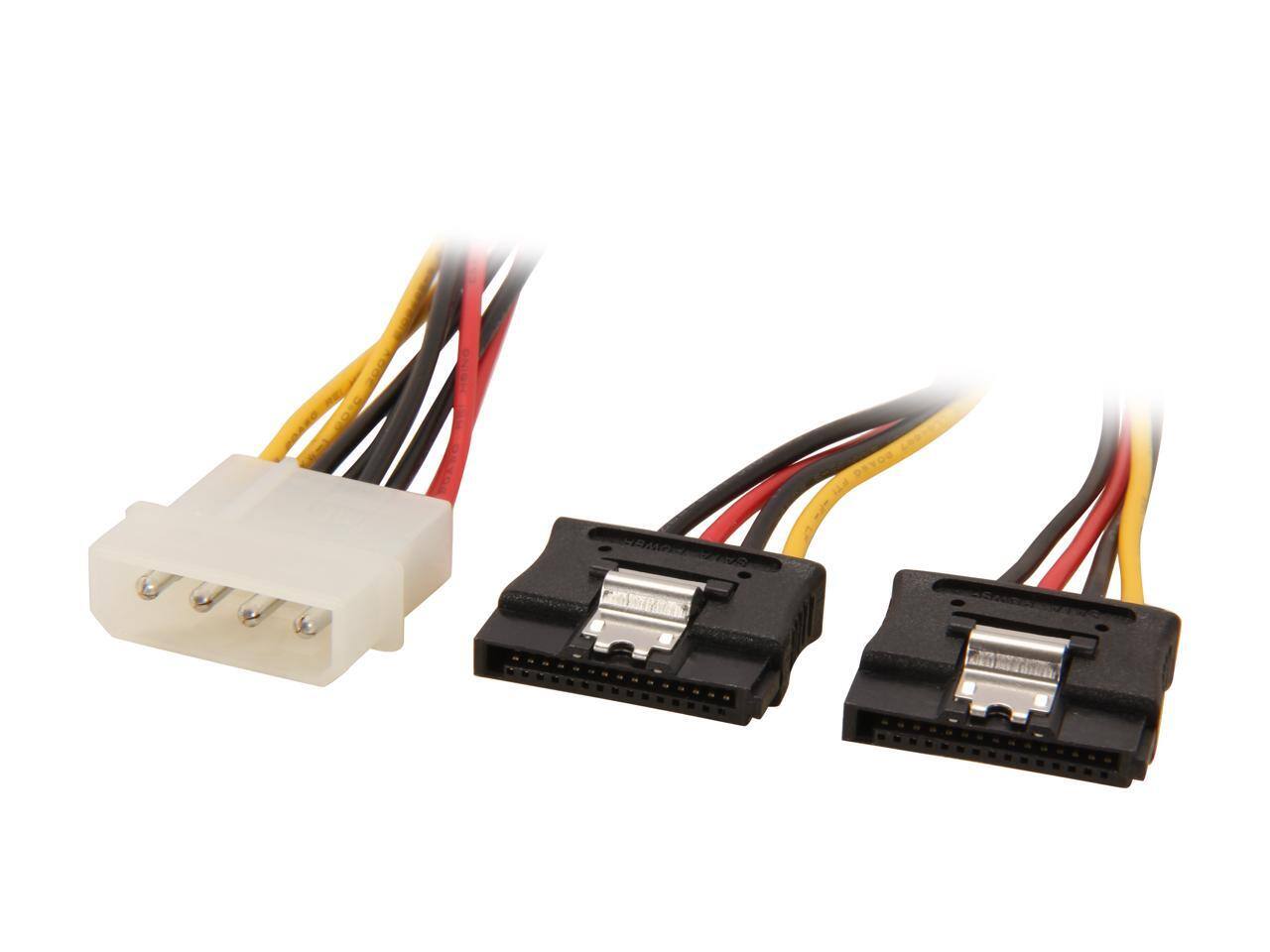 Front. StarTech.com - StarTech.com PYO2LP4LSATA 1 ft. LP4 to 2x Latching SATA Power Y Cable Splitter Adapter - 4 Pin Molex to Dual SATA.