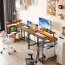 Bestier - L-Shaped Computer Desk with Power Outlets, Led Lights, and Monitor Stand - 52" Wide - RusticBrown