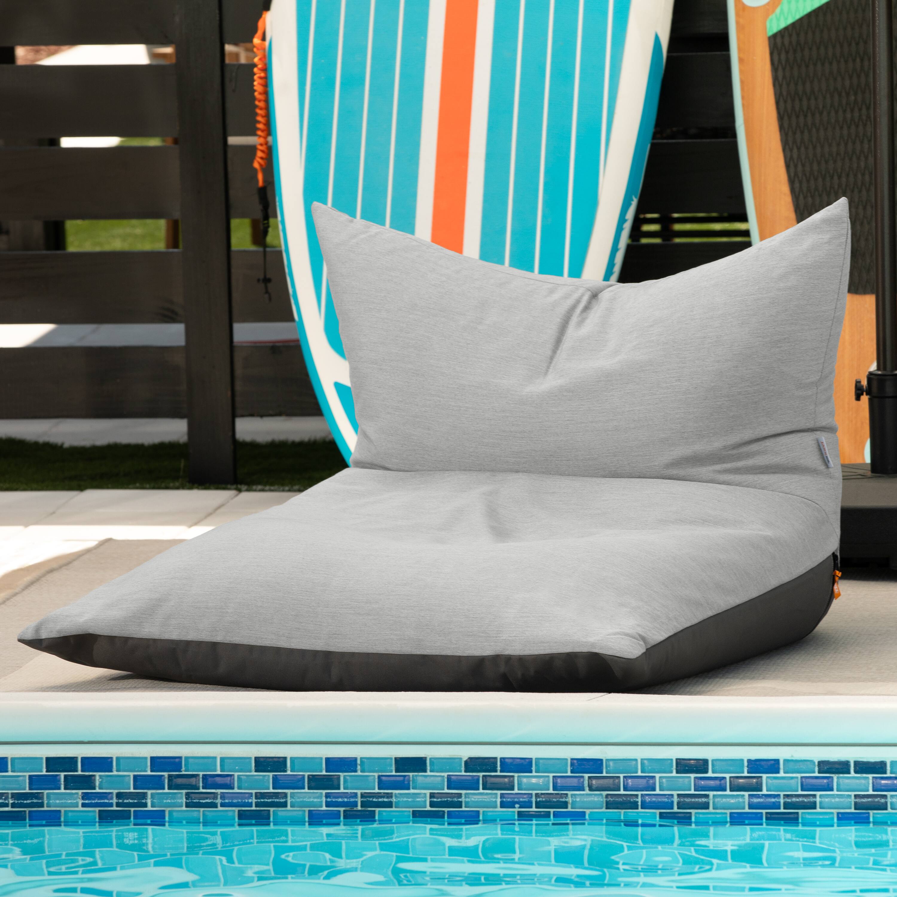Alt View 1. Jaxx - Jaxx Finster Outdoor Bean Bag Lounge Chair - Sunbrella Granite - Sunbrella Granite.
