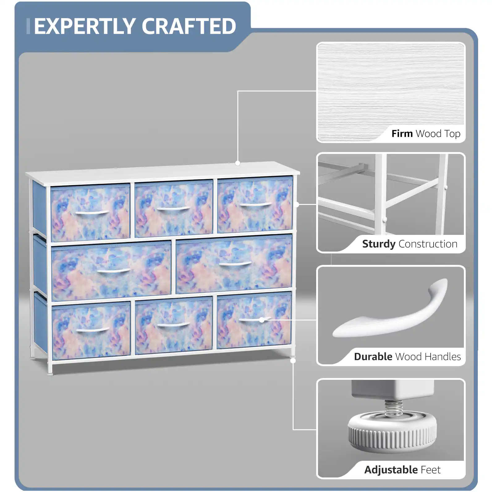 EXPERTLY CRAFTED

- Firm Wood Top
- Sturdy Construction
- Durable Wood Handles
- Adjustable Feet