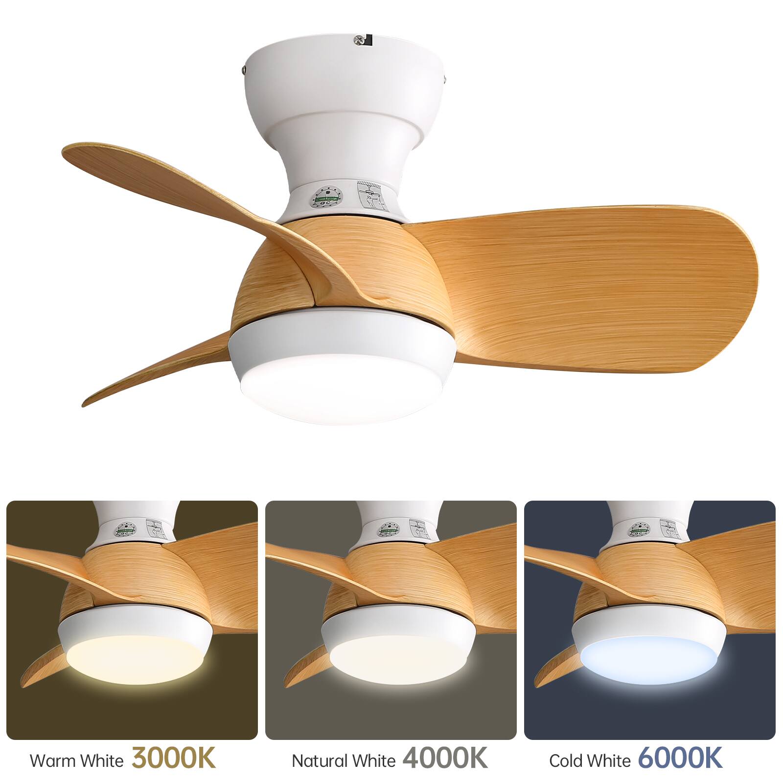 A Warm White 3000K  
Natural White 4000K  
Cold White 6000K