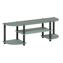 FurniFact - Sage Green TV Stand, 55-Inch Flat Screen, Open Shelves, Rounded Corners - White