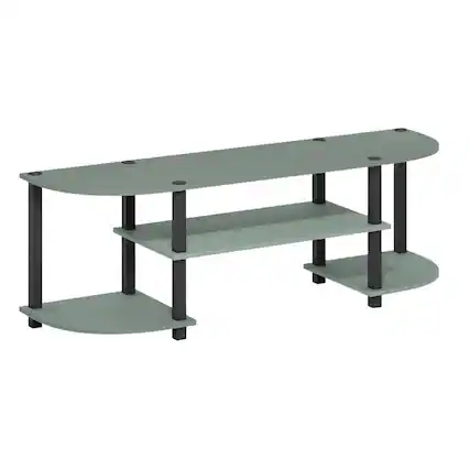 Front. FurniFact - Sage Green TV Stand, 55-Inch Flat Screen, Open Shelves, Rounded Corners - White.