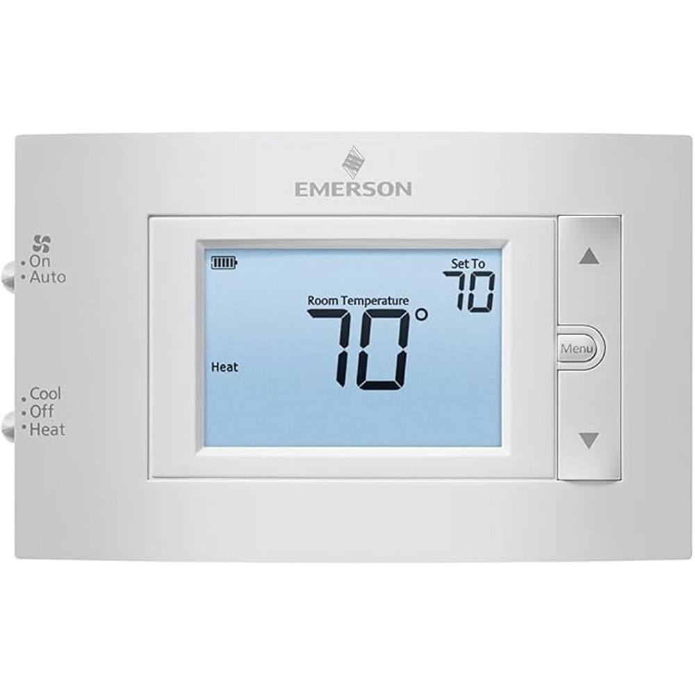 EMERSON  
On Auto Cool Off Heat  
Room Temperature 70  
Set To 70  
Menu