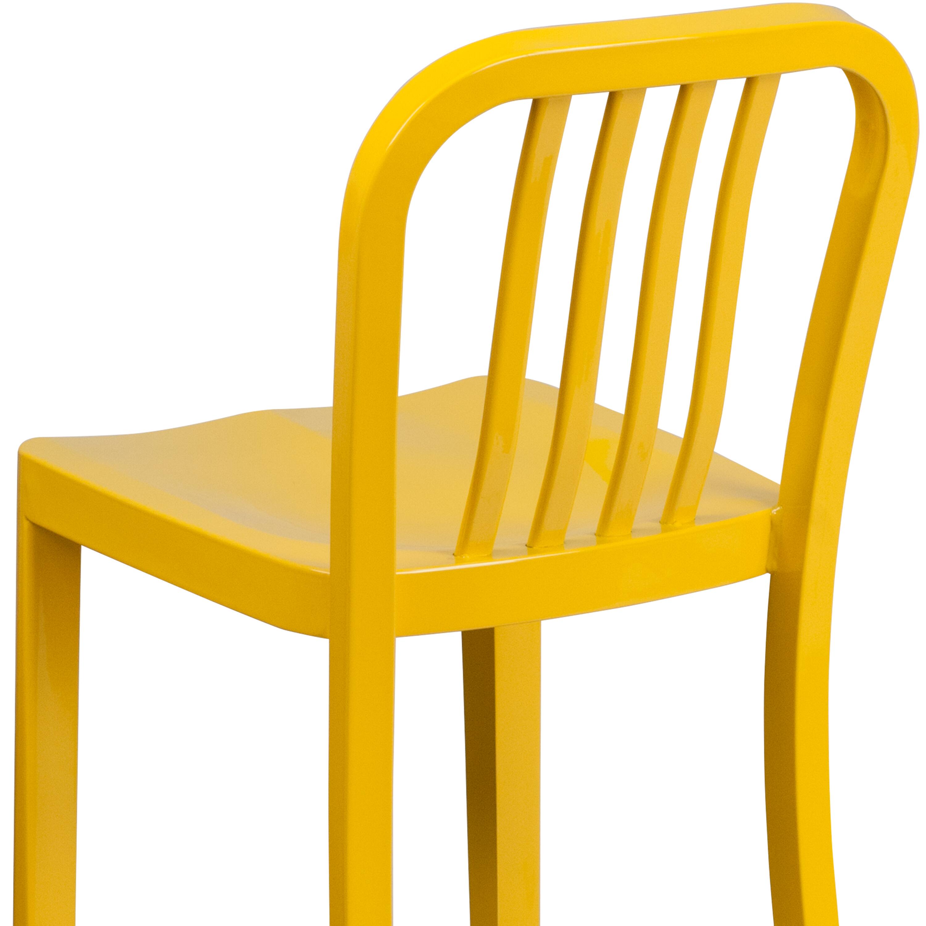 Alt View 9. Emma + Oliver - Commercial Grade 24"H Colorful Metal Indoor-Outdoor Vertical Slat Counter Stool - Yellow.