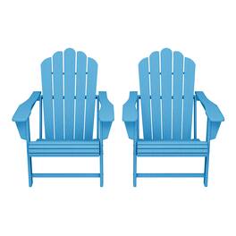 WestinTrends - Highland Outdoor Patio HDPE Adirondack Chairs With Cup Holders (Set of 2) - Pacific Blue