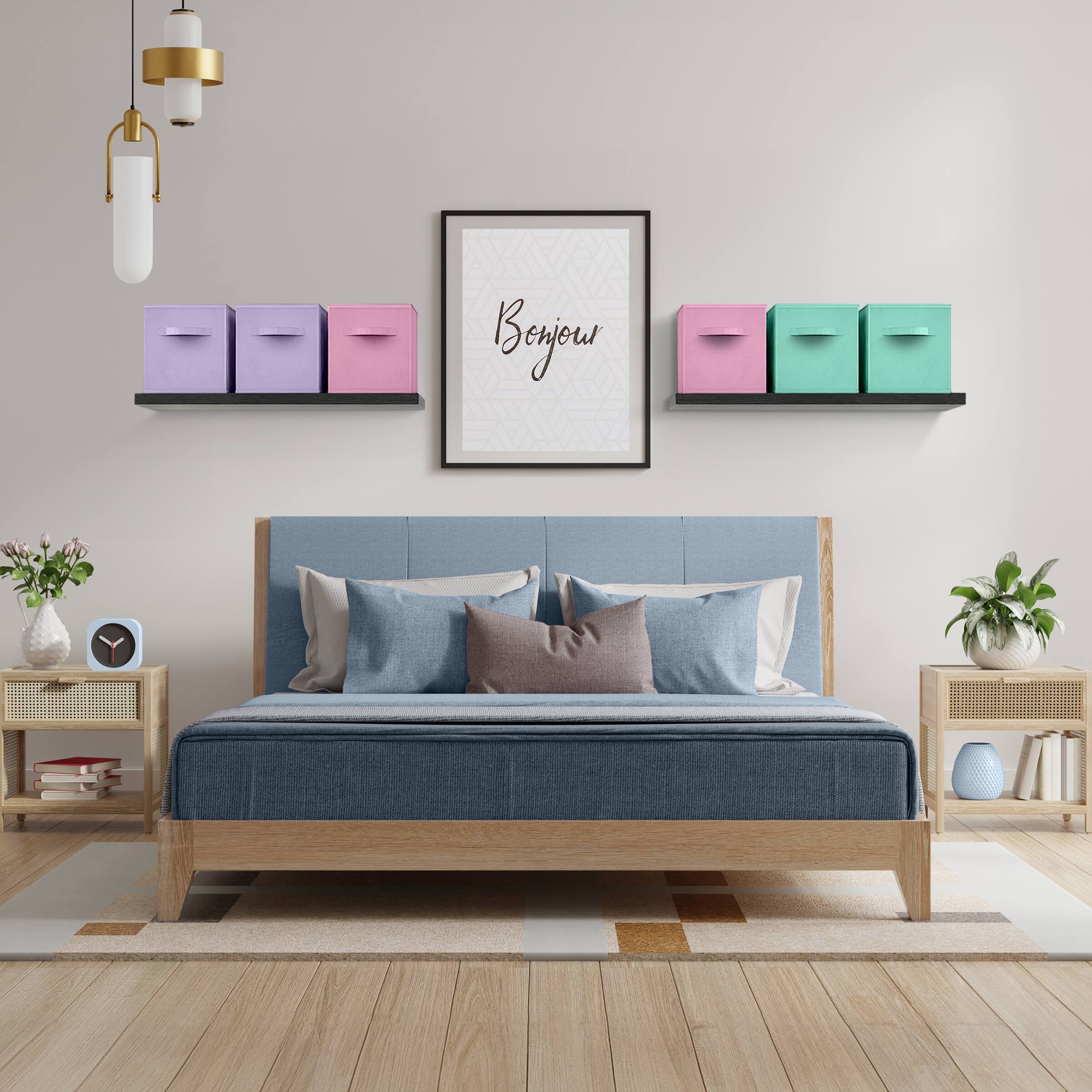 Alt View 3. Sorbus - Sorbus Fabric Storage Cubes - 6 Foldable Storage Bins for Organizing Pantry, Cubbies, Toy Box - Clothes Storage - Pastel Purple, Pink, Teal.