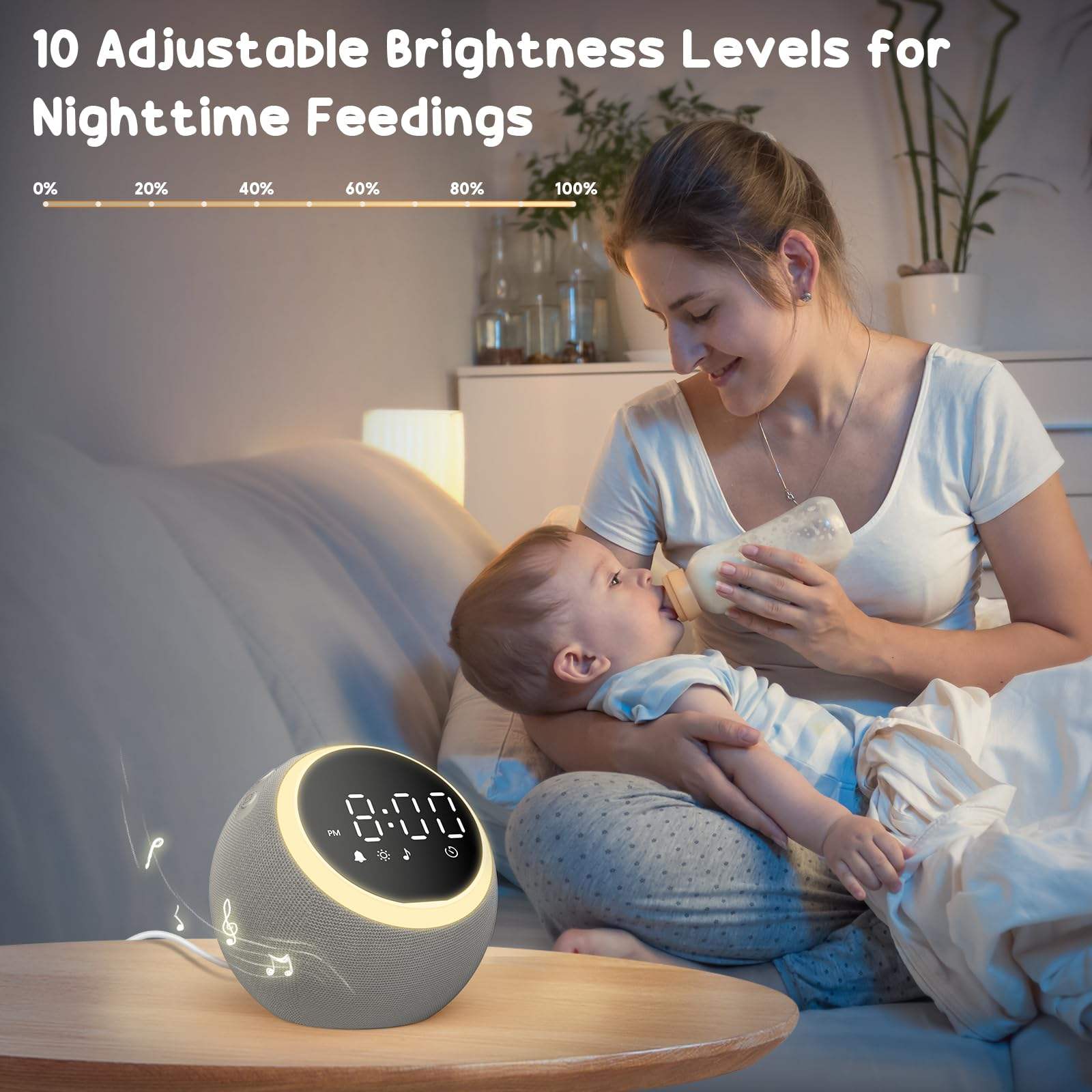 10 Adjustable Brightness Levels for Nighttime Feedings

0% 20% 40% 60% 80% 100%