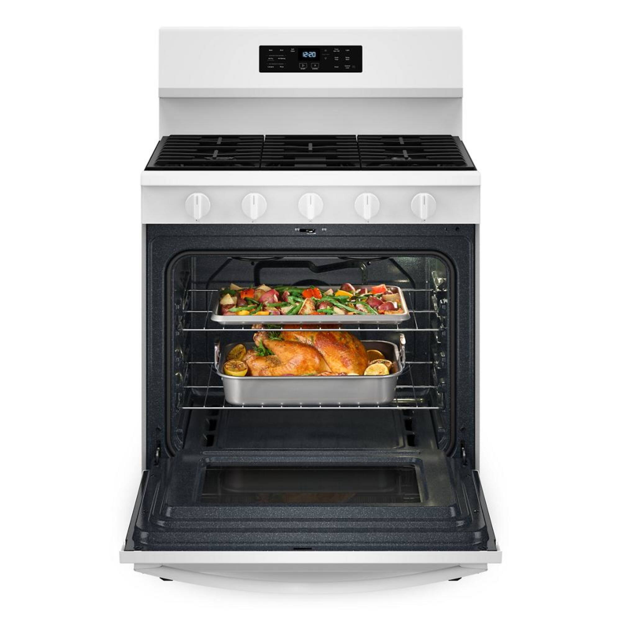 Left. Whirlpool - 5.0 Cu. Ft. Freestanding Single Gas Range with Air Fry and Air Baking - White.