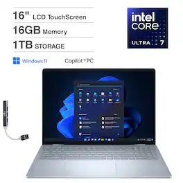 Dell - 16 2-in-1 Laptop 16.0 WUXGA Display (Intel Ultra 7-256V, 16GB LPDDR5X, 1TB SSD, Intel Arc 140V, Win 11 Home) - Ice Blue