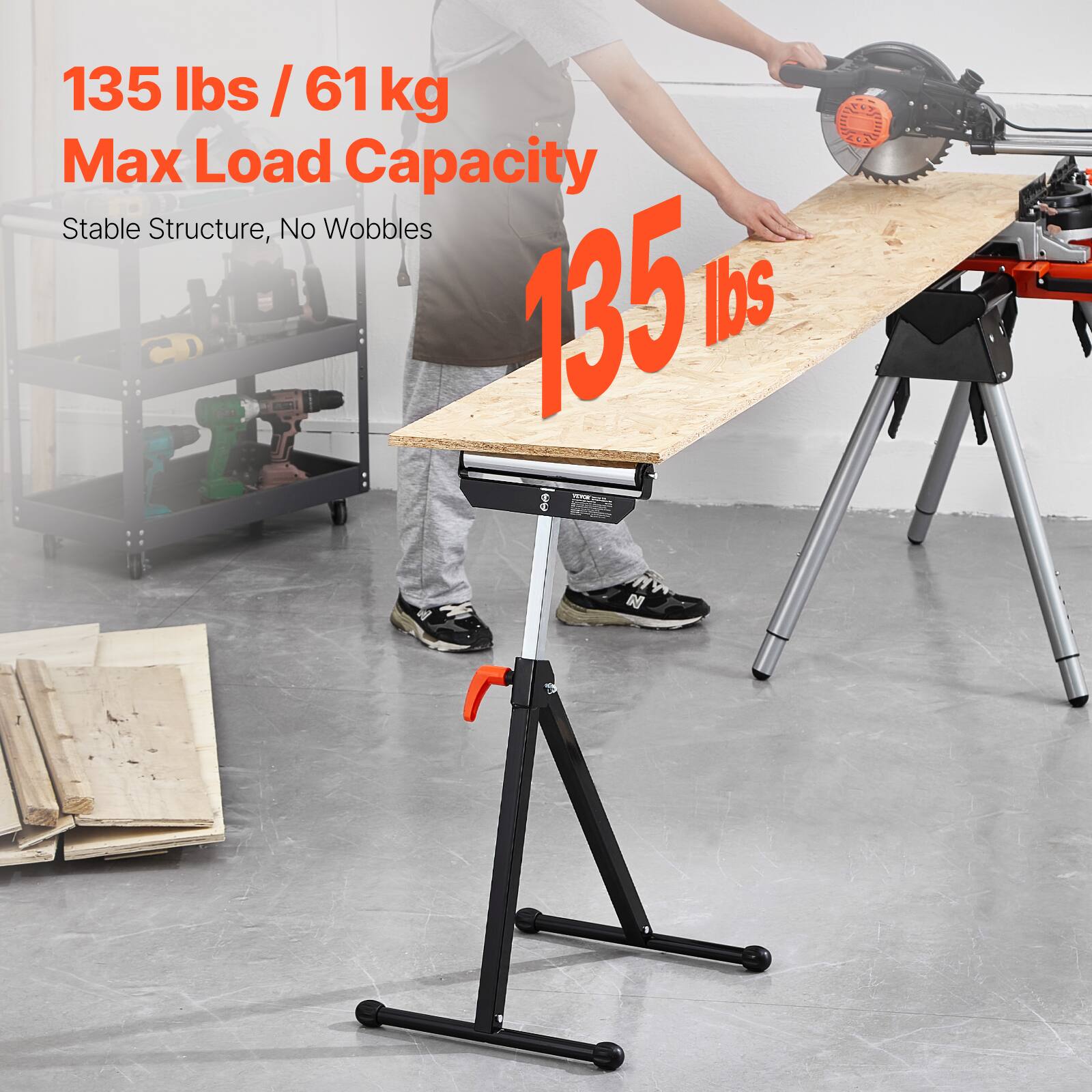 135 lbs / 61 kg Max Load Capacity  
Stable Structure, No Wobbles