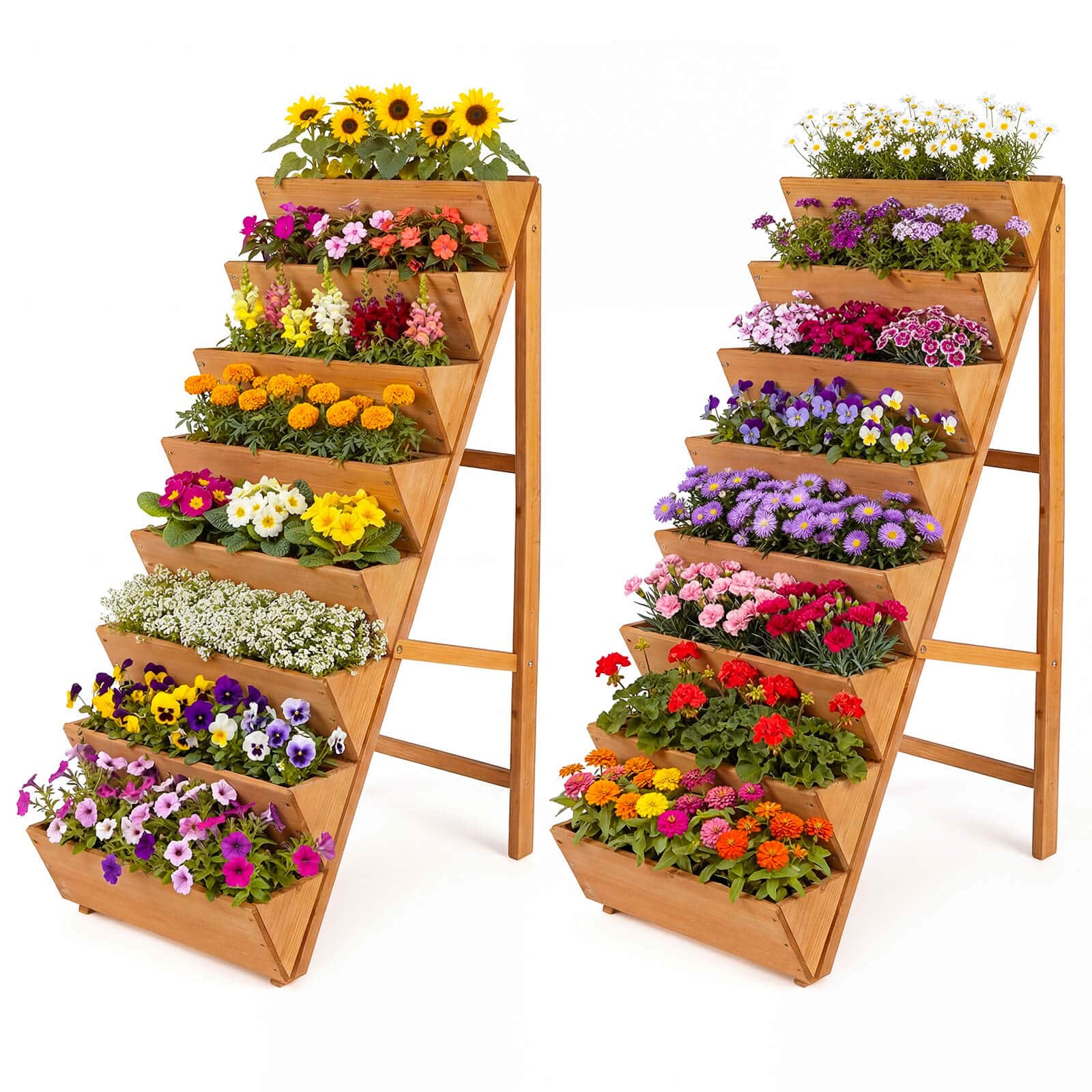 Costway - 2 PCS 8-tier Vertical Raised Garden Bed with Legs for Growing Vegetables Flowers - Orange
