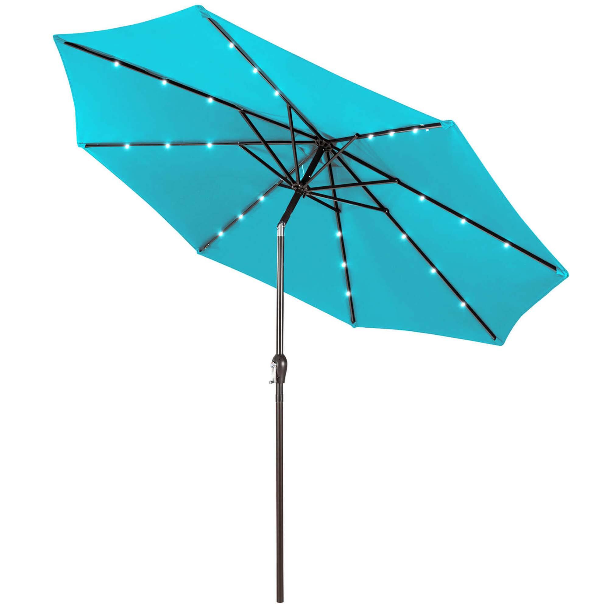 Alt View 1. Costway - 10 FT Patio Solar Umbrella LED Patio Market Steel Tilt with Crank Outdoor - Turquoise.