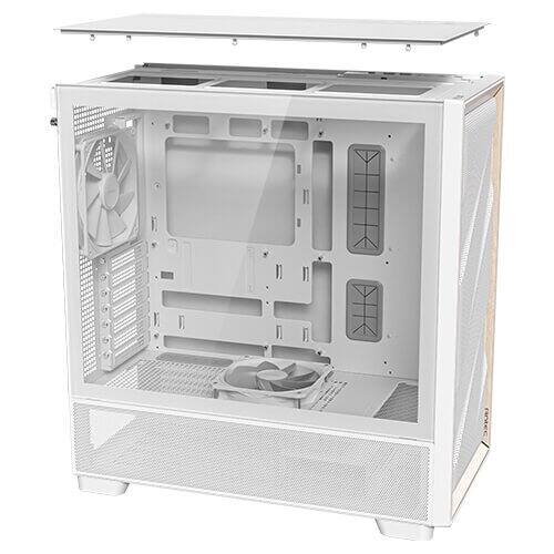 Left. Antec - Antec FLUX Wood White, 5 PWM Fans, High-Airflow Front, Type-C, 420mm Radiator, Up to 9 Fans, Mid-Tower E-ATX Case - White.