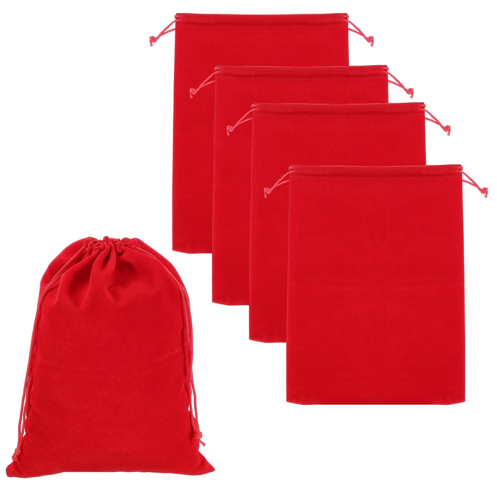 Unique Bargains - Headphone Bag, 5pcs 9.06x6.69 Inch Travel Headset Carrying Storage Pouch Soft Drawstring for Over-Ear Headphones - Red
