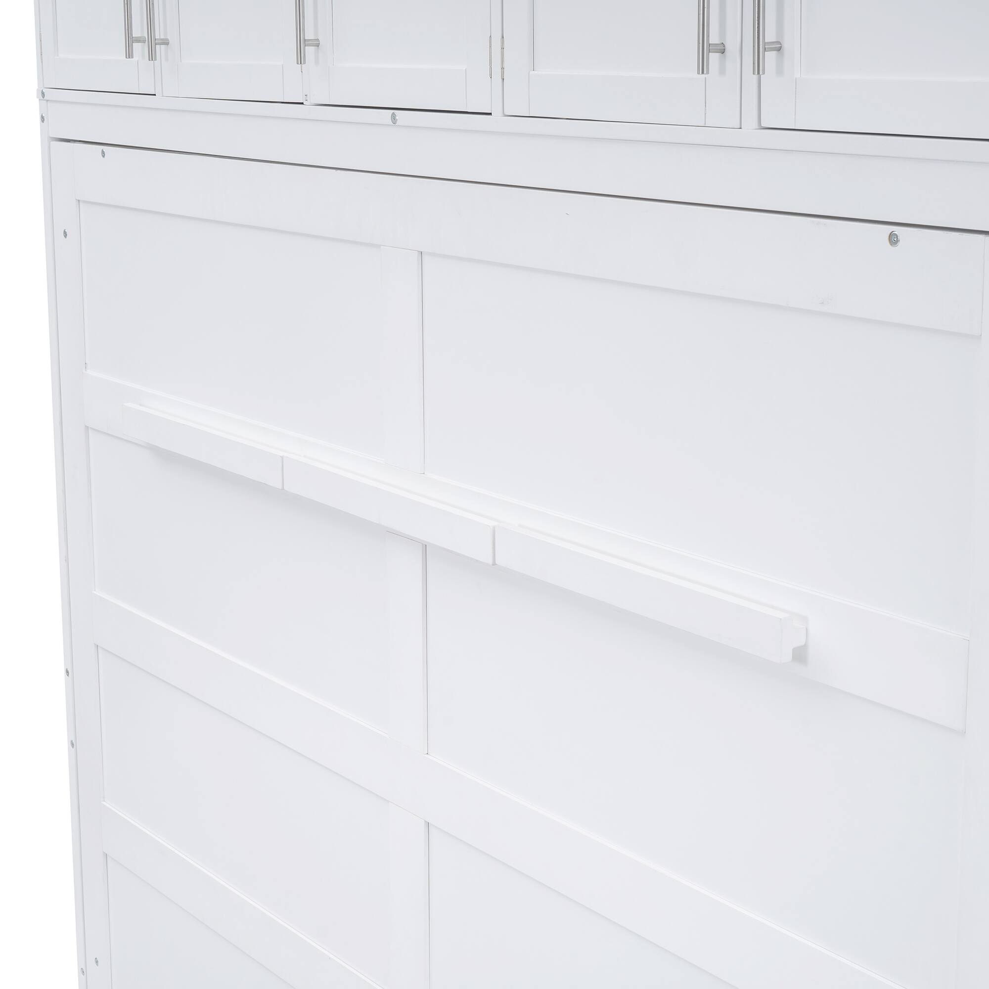 Alt View 7. Tiramisubest - Full Size White Murphy Wall Bed with Cabinets, Plywood, Space-Saving & Comfortable - White.